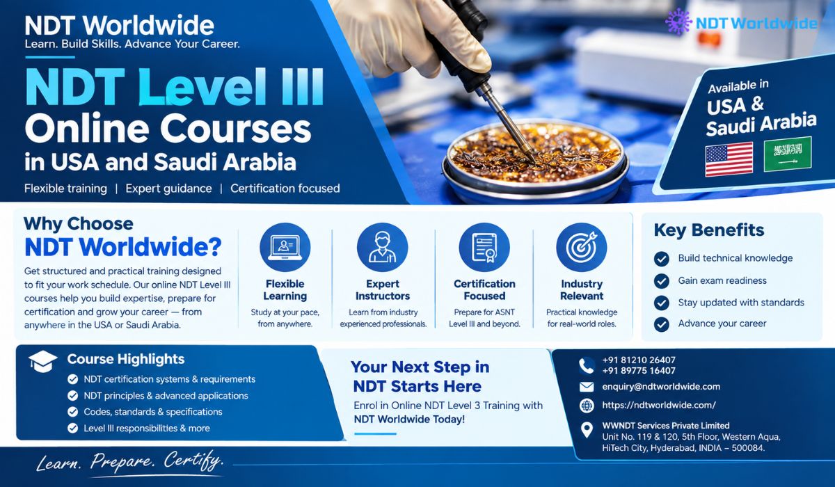 NDT Level III online courses in USA and Saudi Arabia
